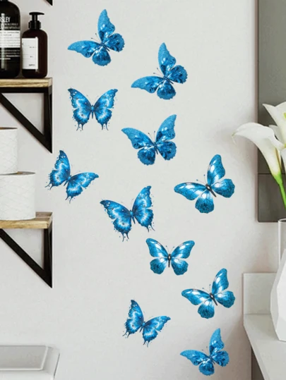 Glowing Blue Butterfly Wall Decals For Bedroom And Living Room, Stickers, Wall Decals, Vinyl Decals, Home Decor, Spring Decorations, Refresh Your Home, Llama Decor Stickers Gift Birthday, Wall Decor, Stickers, Wall Decals, Room Decor, Home Decor, Party Supplies, School Decor, School Surprise, Dorm Decor, Back To School, School Supplies