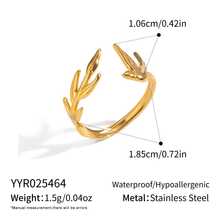 极简时尚和平鸽开口戒指，18K镀金不锈钢材质，百搭优雅女士饰品 - 金色 - 查看 6