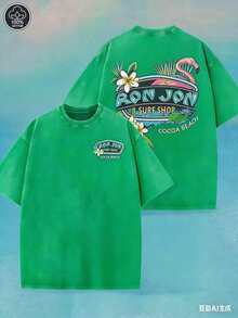 (230 Cotton-Shirt) Men's-Shirt, Surf Shop Graphic - Shirt,Street StyleUnisex Casual-Shirts - 綠色 - 查看 4