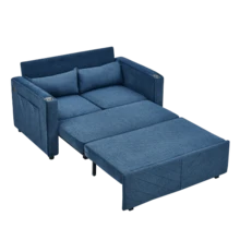 Minimalist, Elegant And Lightweight 3-In-1 Two-Seater Sofa Bed With A Sliding Convertible Function, USB Charging, Ideal For Naps, Beige - Navy Blue - View 9
