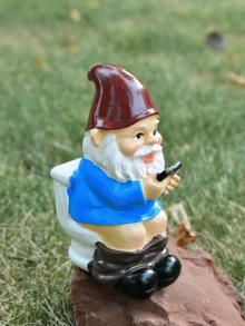 Small Resin Figurine - Mini Willy Dwarf Toilet Decor, Suitable For Lawn Decoration, Indoor And Outdoor, Interesting Red And Green Tones - A - View 5