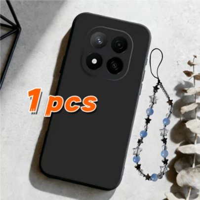 1pc (1pc Black Shell + 1pc Blue Pearl Pentagram Lanyard) Black Silicone Anti-Drop Phone Case, Suitable For Redmi Note 14 4G 164 / Note 14 Pro 4G / 14C 4G / POCO C75 4G / A3 Pro / Turbo 4 5G / Note 14 5G / K70 Ultra / A3 4G And Other Similar Models. Phone Case, Anti-Drop Phone Case, Anti-Scratch Phone Case, Minimalist Phone Case, Solid Color Phone Case, Anti-Scratch Phone Case, TPU Anti-Drop Phone Case