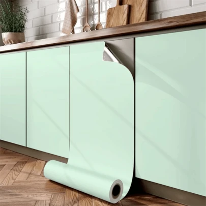 1 Roll, Solid Color Wallpaper, Matte Texture, Waterproof Removable PVC Macaron Style Self-Adhesive Wallpaper - Vinyl Packaging, Peel And Stick, Easy To Decorate Kitchen, Bedroom, Living Room, Dorm, Home Decor Sticker