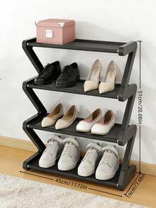1个四层落地式鞋架 - Z字形可堆叠鞋架，金属框架和塑料层板，无需工具即可组装，承重4公斤，适用于玄关、客厅、宿舍，节省空间的地面收纳，经久耐用，是居家和宿舍的必备单品，鞋架，玄关收纳架，现代美学，结构坚固，简约设计，易于组装，适合公寓住户 - 綠色 - 查看 11
