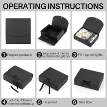 10个装黑色带盖礼盒，伴郎邀请礼盒，带丝带的豪华黑色礼盒，婚礼礼盒，生日礼盒，派对礼盒，伴娘礼盒，毕业礼物，情人节礼物 - 查看 6