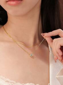 1 Chiếc vòng cổ thanh lịch hình tròn đính đá Moissanite, bạc sterling 925. Vòng cổ nữ cổ điển và trang nhã, món quà trang sức tinh tế dành cho nữ giới, thích hợp để đeo hàng ngày, hẹn hò, làm quà năm mới, quà Valentine. - Vòng cổ túi tròn - Xem 7