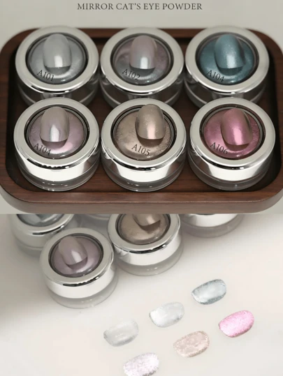 Y2K美甲魔镜粉，波浪金/银镜效果，超亮电镀猫眼美甲魔镜粉，适合家庭美甲沙龙使用