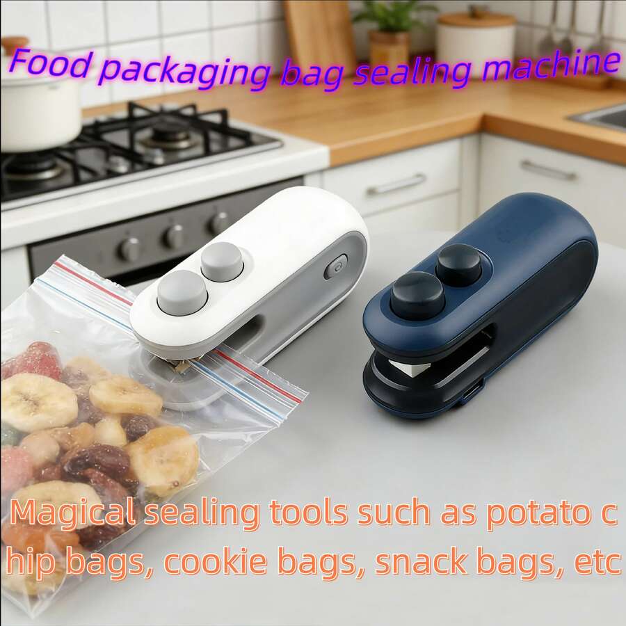 Rechargeable Mini Sealing Machine, High-Power Magnetic Heat Sealer With Cutter, USB Rechargeable Portable Sealer With Charging Cable, One-Handed Operation Plastic Bag Sealer Suitable For Chip Bags, Food Storage, Kitchen, Home, Picnic And Travel
