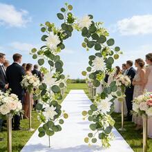 Dây leo bạch đàn nhân tạo dài 3,8 mét với hoa, hoa hồng giả và hoa baby's breath, vòng hoa trang trí màu xanh lá cây cho đám cưới, tiệc mùa xuân tại nhà, đồ thủ công, trang trí bàn làm việc, trang trí đám cưới kiểu phương Tây, dây leo hoa hồng nhân tạo thủ công. - Màu xanh Bạc hà - Xem 3