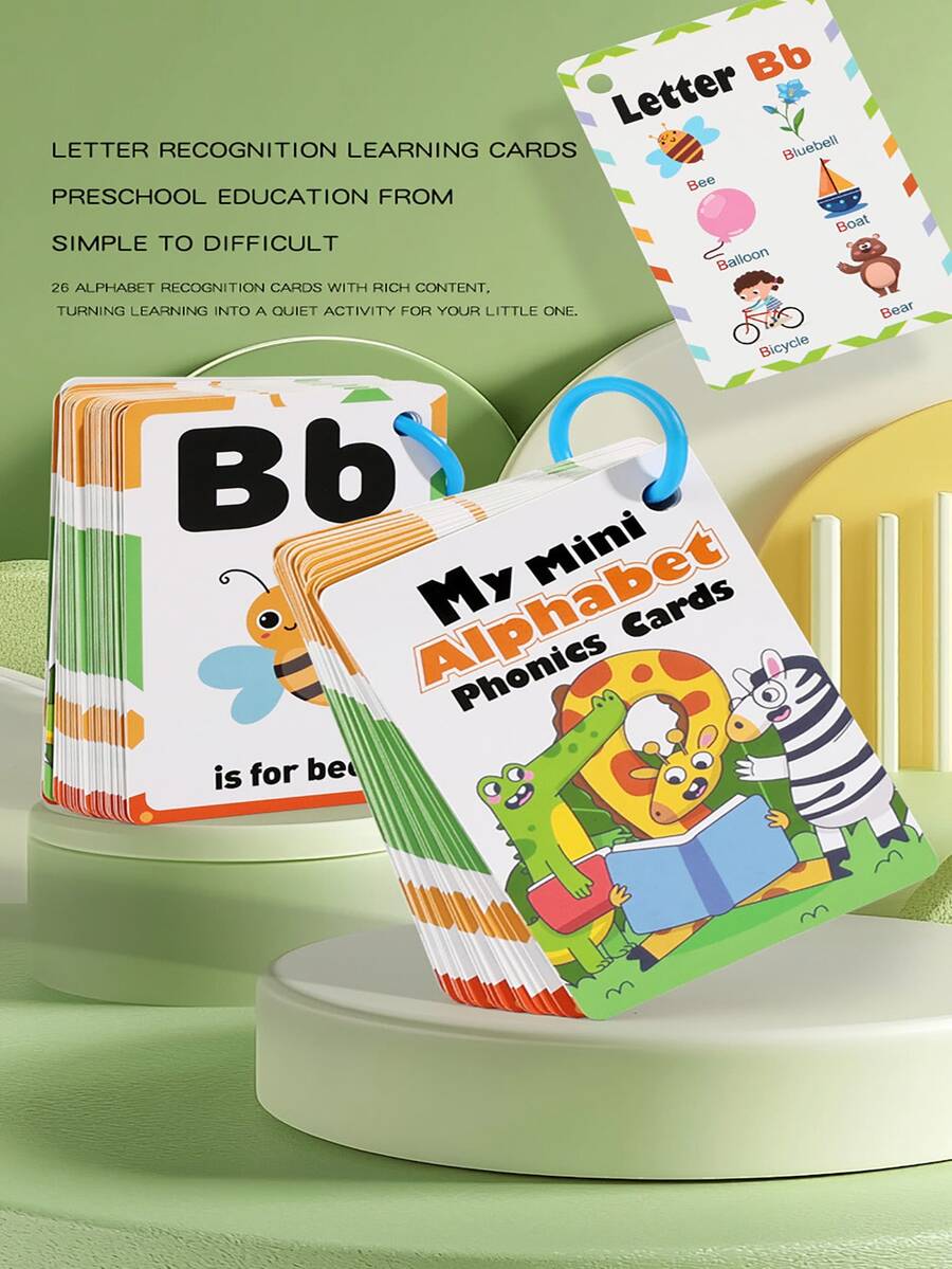 27pcs Alphabet Phonics English Learning Flashcards, Letter Pronunciation & Word Cards, Preschool Early Education Teaching Tool, Suitable For Toddler Learning, Teachers, Home Schooling, Learning Gift, Holiday Gift