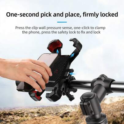 JOYROOM Motorcycle Phone Holder, [1 Second Auto Lock][100 MPH Military Grade Shock Proof] Bicycle Phone Mount, [10 Second Quick Install] Handlebar Phone Holder, Compatible With IPhone And All Phones