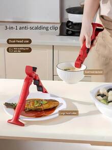 1pc 3-In-1 Heat Resistant Bowl Clip, Made Of Heat Resistant Material With Non-Slip Heat Resistant Handle Design, Can Prevent Scalding, Can Be Used As Bowl Clip, Plate Clip And Bottle Opener, Essential Kitchen Tool - Multicolor - View 3