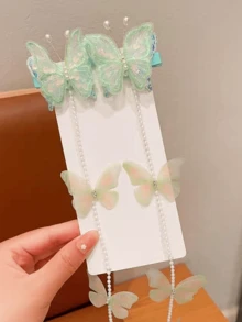 2 chiếc kẹp tóc hình bướm tết bện, phụ kiện tóc kiểu công chúa có tua rua - Nhiều màu - Xem 8