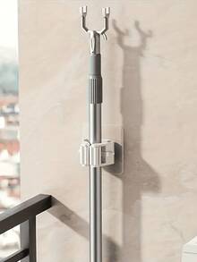 1/3/4/8 piezas Ganchos para trapeador sin taladro, Sujetadores adhesivos fuertes para trapeador, Colgadores de pared para trapeador, Ganchos ahorradores de espacio para baño, Estantes de almacenamiento fijos para escobas, Adecuados para baño, cocina y jardín - Gris - Ver 3