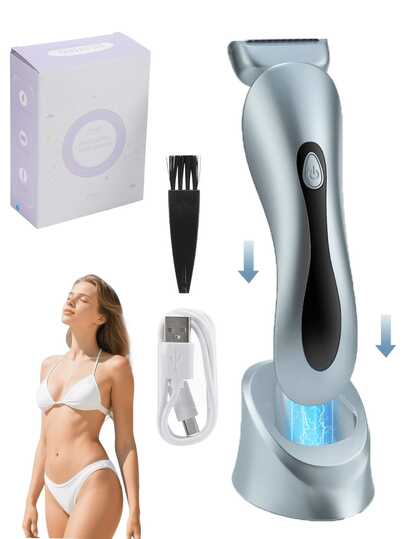 HYUNDAI Rechargeable Women's Electric Bikini Trimmer, Suitable For Legs And Intimate Areas, IPX7 Waterproof, Ideal Gift For Women, Light Blue