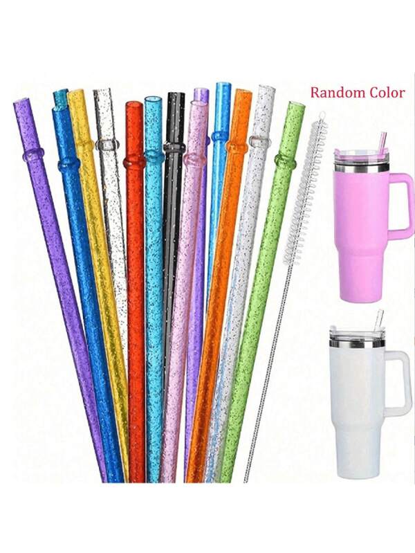 12.4/9.06 İnç Ekstra Uzun Şeffaf Plastik Simli Pipetler, Yeniden Kullanılabilir, Bardaklara ve 1 Galonluk Şişelere Uygun, Temizleme Fırçası Dahil, Parti Malzemeleri