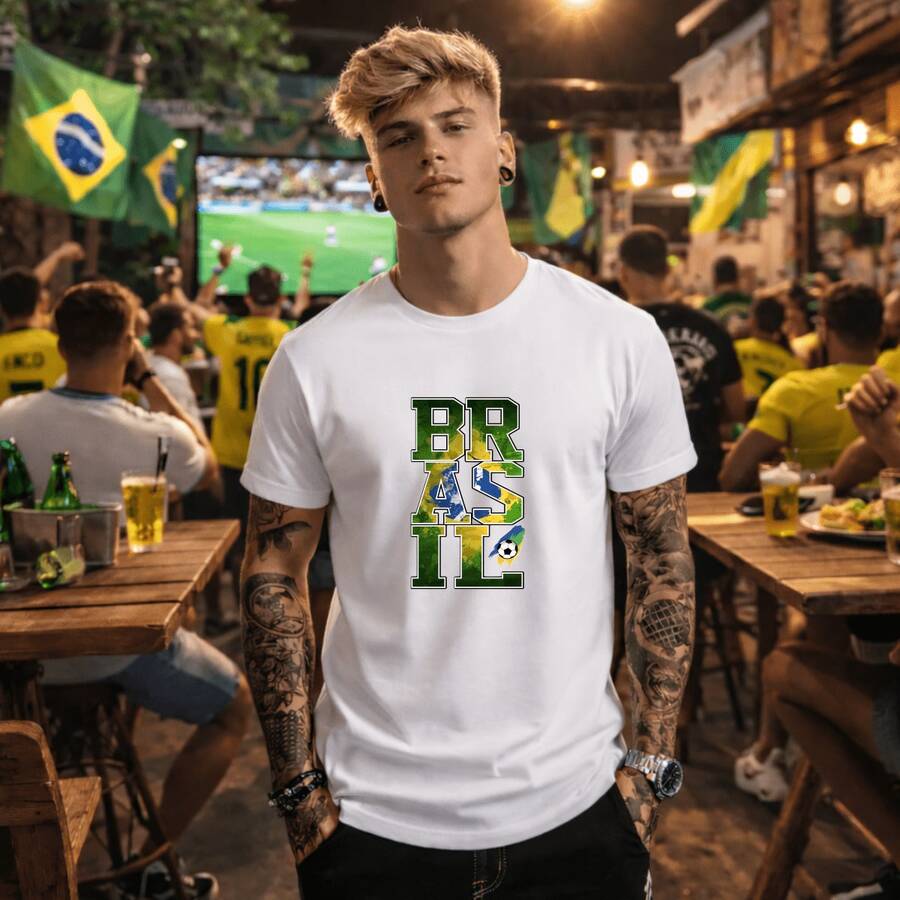 Unisex Printed T-Shirt Brazil World Cup 2026 100% Premium Cotton Streetwear T-Shirt World Cup Oversized Casual Shirt Brazilian Fans Road To The Hexa - 白色 - 查看 1