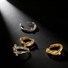 时尚独特的法式极简主义绳结圆形耳环，优雅的绳结耳环设计，是女士日常、派对和活动佩戴的最佳选择。 - 彩色 - 查看 4