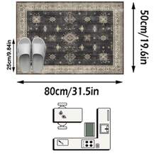 1pc Luxury Moroccan Vintage Floral & Striped Faux Wool Area Rug/Carpet/Door Mat/Runner, Suitable For Bathroom, Kitchen, Entryway, Hallway, Bedside, Living Room, Bedroom, Machine Washable, Home Decor - Multicolor - View 13