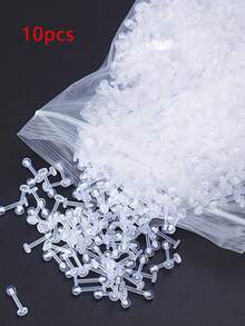 10/30/50 Peças Anéis de Lábio de Acrílico Transparente, Estilo Simples, Barbell Flexível, 6/8/10/12mm, Sem Revestimento, Sem Incrustação, Jóias de Piercing Corporal Masculino, Brincos Retentor de Cartilagem de Orelha, Trágus, Hélix - unhas labiais - Visão 10