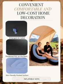 New Inflatable Plush Sofa For Lazy People Foldable Foot Sofa Bed Outdoor Convenient Lying Chair With Feet Bench Hot, Camping Equipment - Multicolor - View 3