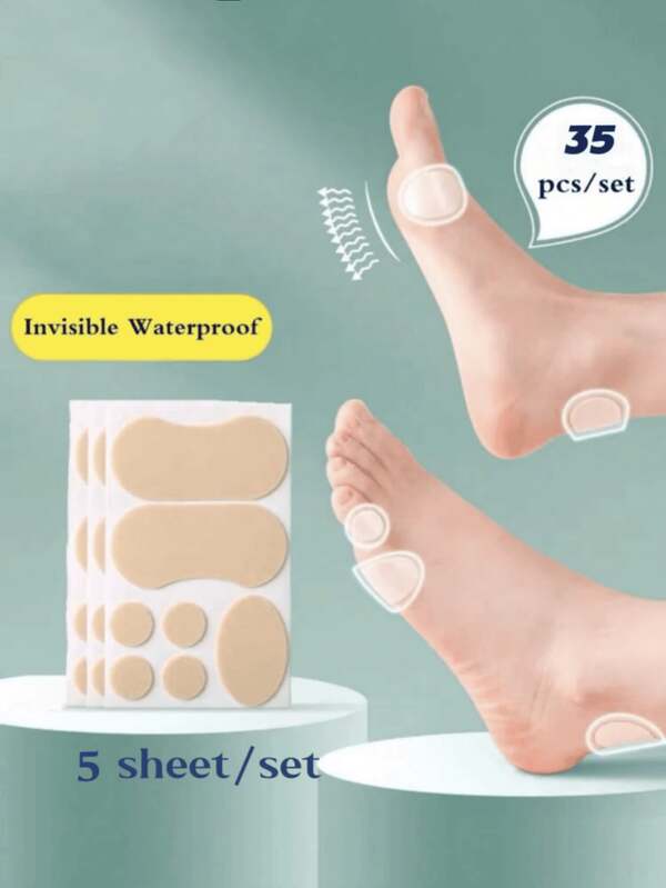 QKC 5sets/35pcs Skin-Tone Invisible Shoe Sole Protector Stickers, Suitable For Women's High Heels, Sandals And Men's Sneakers, Comfortable And Durable For Daily Wear