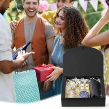 10个装黑色带盖礼盒，伴郎邀请礼盒，带丝带的豪华黑色礼盒，婚礼礼盒，生日礼盒，派对礼盒，伴娘礼盒，毕业礼物，情人节礼物 - 查看 3