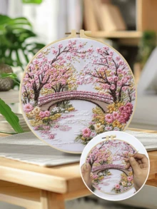 DIY刺繡套件 花園設計多彩花卉圖案 適合初學者,包含布料、說明書、刺繡框、針與線,送給親友的完美禮物,居家或辦公室手工裝飾 20x20cm/7.9x7.9in - 20X20cm - 查看 5