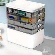 Large Capacity Multi-Layer Stackable Storage Box With Lids- 5-Tier With Handle, Essential ForHome And Travel, Transparent Storage Box Easy To Clean, For Pill Box Organization, OfficeSupplies, Sewing Supplies, Bathroom Supplies Storage Box - View 6