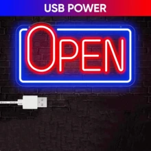 Led Neon Open Sign For Business Window, Light Up Open Sign For Store - Bubbles+Red - View 2