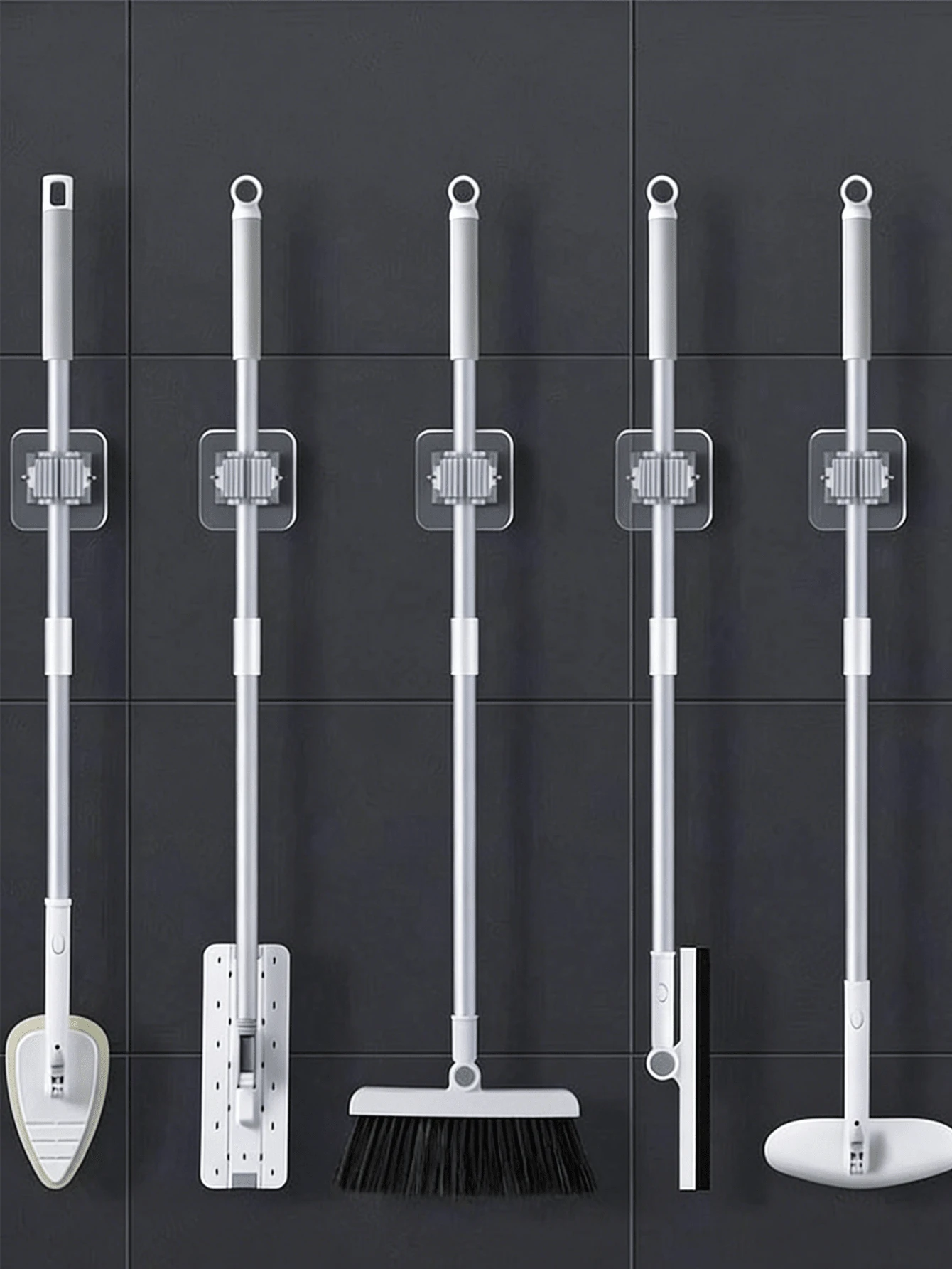 1/3/4/8 piezas Ganchos para trapeador sin taladro, Sujetadores adhesivos fuertes para trapeador, Colgadores de pared para trapeador, Ganchos ahorradores de espacio para baño, Estantes de almacenamiento fijos para escobas, Adecuados para baño, cocina y jardín