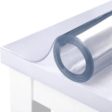 0,25 mm Protector de mesa de plástico grueso, Almohadilla antideslizante para mesa de comedor, Mantel individual de alta calidad para escritorio de cocina, Fácil de limpiar - Blanco - Ver 2