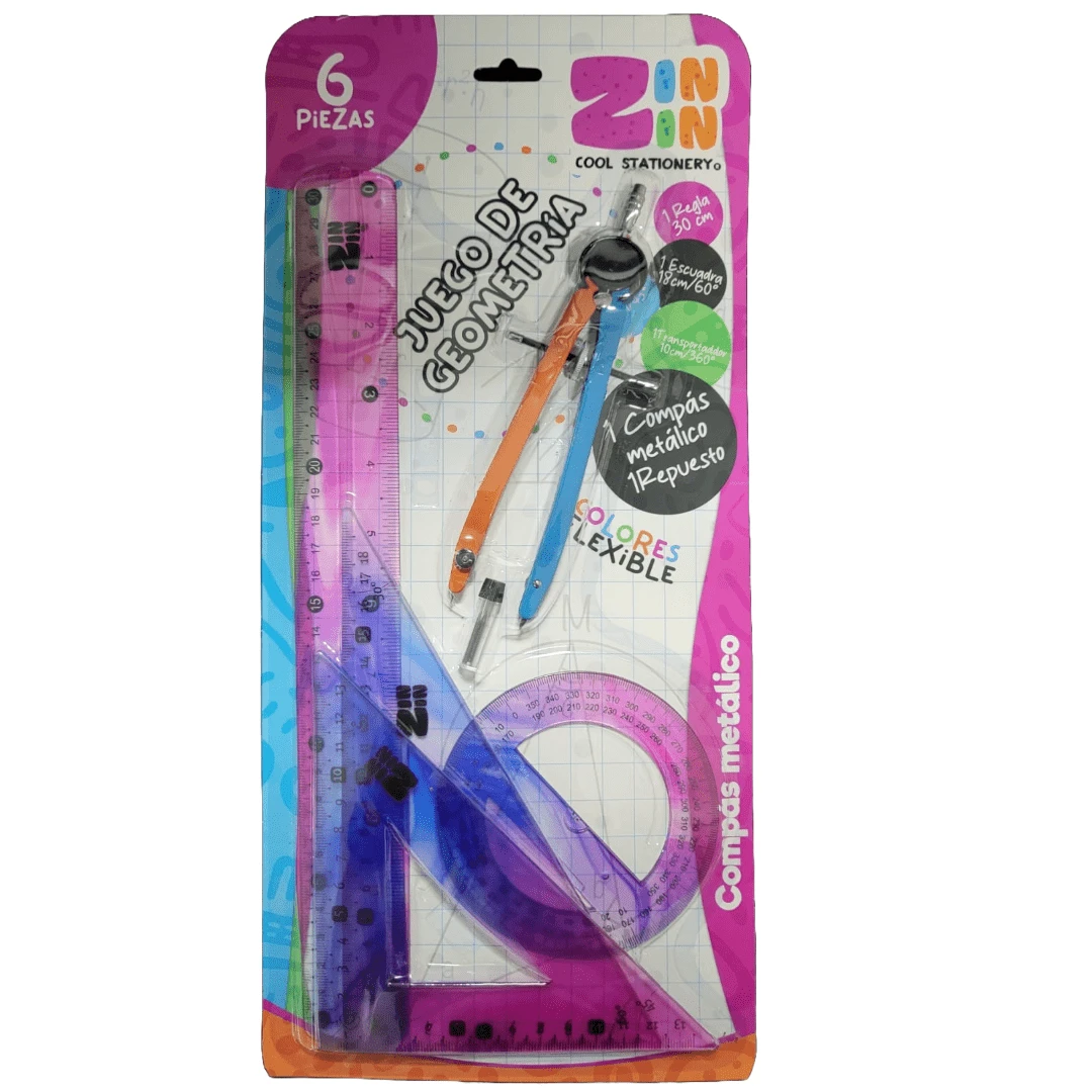 JUEGO DE GEOMETRIA FLEXIBLE 6 PIEZAS ZINZIN - JUEGO DE GEOMETRIA - Ver 1