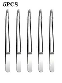 Horizontal Textured Eyebrow Tweezers, Angled Eyebrow Hair Removal Tool, Beauty Shaping Eyebrow Grooming Tool, High Quality Stainless Steel Eyelash Tweezers - Tweezers - View 8