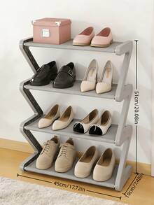 1个四层落地式鞋架 - Z字形可堆叠鞋架，金属框架和塑料层板，无需工具即可组装，承重4公斤，适用于玄关、客厅、宿舍，节省空间的地面收纳，经久耐用，是居家和宿舍的必备单品，鞋架，玄关收纳架，现代美学，结构坚固，简约设计，易于组装，适合公寓住户 - 綠色 - 查看 15