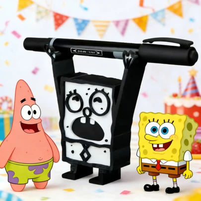 SpongeBob SquarePants 1个造型笔筒，5个趣味涂鸦卡通笔筒，创意桌面收纳，趣味装饰，办公必备，课堂奖励，桌面配件，儿童礼物，派对小礼物，开斋节礼物，母亲节礼物，婚礼季礼物，迷你摆件