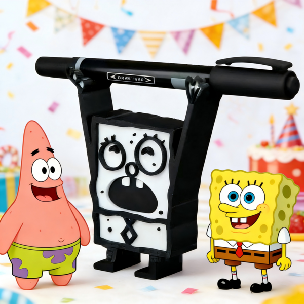 SpongeBob SquarePants 1个造型笔筒，5个趣味涂鸦卡通笔筒，创意桌面收纳，趣味装饰，办公必备，课堂奖励，桌面配件，儿童礼物，派对小礼物，开斋节礼物，母亲节礼物，婚礼季礼物，迷你摆件