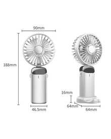 DOSYU Ventilador de Mano Recargable USB - Mini y Portátil, 5 Velocidades, 4200mAh, con Base -deal para Escritorio  Material ABS, USB, 5 Medidas 188x90x46,5 mm,  Peso 190 g Abanico - Blanco - Ver 6