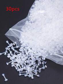 10/30/50 Peças Anéis de Lábio de Acrílico Transparente, Estilo Simples, Barbell Flexível, 6/8/10/12mm, Sem Revestimento, Sem Incrustação, Jóias de Piercing Corporal Masculino, Brincos Retentor de Cartilagem de Orelha, Trágus, Hélix - unhas labiais - Visão 17