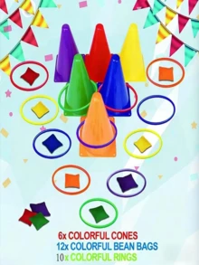 19件/21件/31件户外投掷球多人游戏，集体套圈游戏，团队建设训练器材，儿童节派对游戏道具，嘉年华套圈多人游戏，家庭儿童游戏 - 彩色 - 查看 3