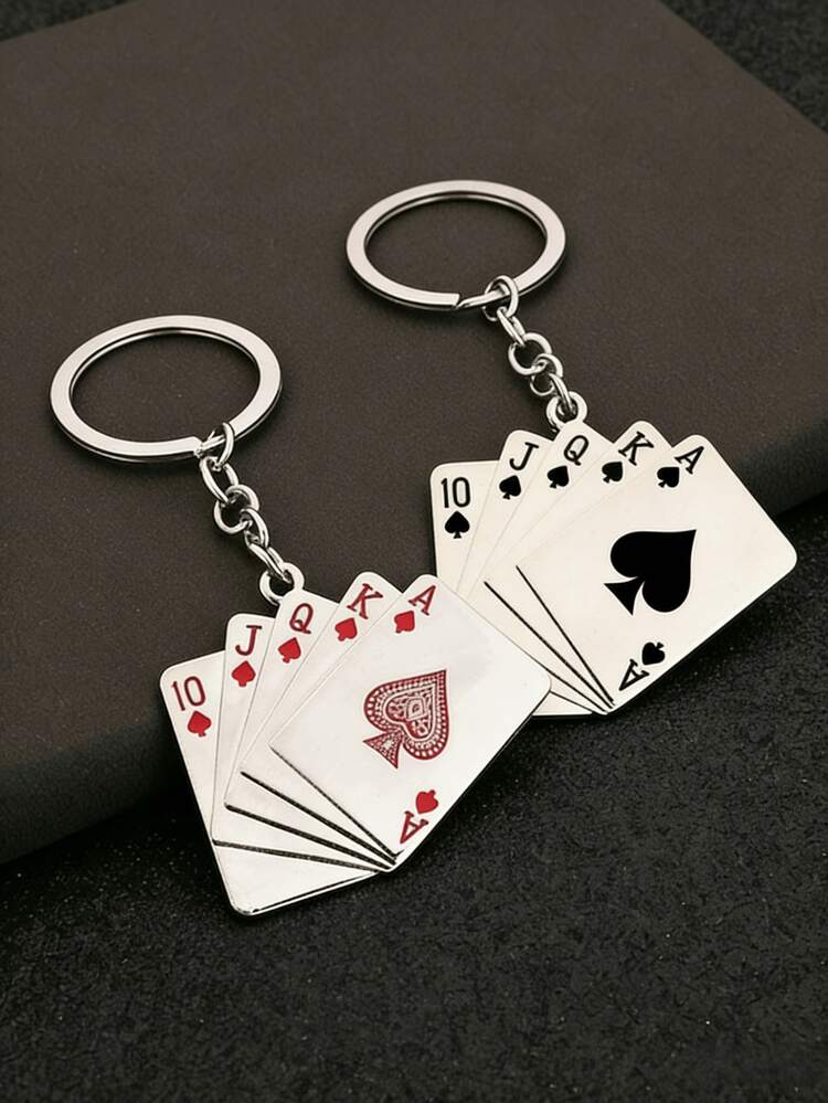 1 Piece New Personalized Acrylic Flat Playing Card Keychain Pendant Keyring Decoration Item - Multicolor - View 2