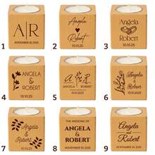Personalized Wooden Candle Holder - Customized Engraved Wedding Guest Gifts Wholesale, Wedding Gifts, Personalized Candles, Engraved Candles, Custom Candles, Bridal Shower Favors, Rustic Wedding Gifts, Guest Thank You Gifts, Engraved Gifts, Personalized Gifts, Wedding Decor Candles, Custom Name Candles, Wedding Candles Wholesale, Party Favor Candles - Natural Wood Color - View 12