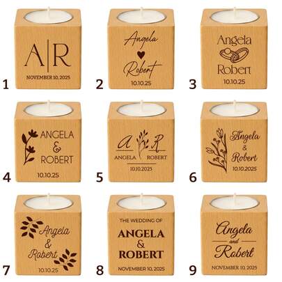 Portavelas de madera personalizado - Regalos personalizados y grabados para invitados de boda al por mayor, regalos de boda, velas personalizadas, velas grabadas, velas personalizadas, recuerdos de despedida de soltera, regalos de boda rústicos, regalos de agradecimiento para invitados, regalos grabados, regalos personalizados, velas decorativas para bodas, velas con nombre personalizado, velas de boda al por mayor, velas para recuerdos de fiesta
