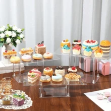 Giá đỡ bánh bằng acrylic, bộ ấm trà tráng miệng cao cấp, kệ trưng bày trong suốt, khay đựng đồ trang điểm. - Trong sáng - Xem 1