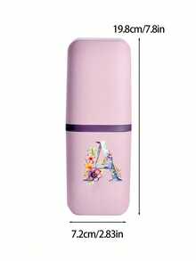 Floral Letter A-Z Portable Toothbrush Holder - Fashionable Travel Toothbrush Holder & Cup Sleeve, Durable Multi-Function Rinse Cup, Hygienic Protection, Suitable For Travel, Camping, Business Trip And School | Includes Toothbrush And Toiletry Storage Set, Minimalist Travel Wash Cup Set | Perfect Holiday Gift For Travelers, Students And Hygiene-Conscious Individuals - Multicolor - View 9