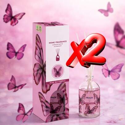 Donna Pack 2 Ambientadores Mikado Pink Butterfly | Difusor de Varillas Aroma Floral Dulce | Perfume para Hogar, Decoración Elegante, Larga Duración, Envío 24/48h España