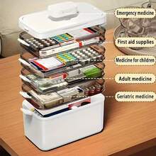 Large Capacity Multi-Layer Stackable Storage Box With Lids- 5-Tier With Handle, Essential ForHome And Travel, Transparent Storage Box Easy To Clean, For Pill Box Organization, OfficeSupplies, Sewing Supplies, Bathroom Supplies Storage Box - View 4