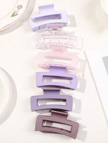 6pcs/Set Fresh Purple Ombre Matte Hair Claw Clips, Simple And Versatile Daily Hairstyle For All Seasons - Multicolor - View 3