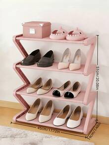 1个四层落地式鞋架 - Z字形可堆叠鞋架，金属框架和塑料层板，无需工具即可组装，承重4公斤，适用于玄关、客厅、宿舍，节省空间的地面收纳，经久耐用，是居家和宿舍的必备单品，鞋架，玄关收纳架，现代美学，结构坚固，简约设计，易于组装，适合公寓住户 - 綠色 - 查看 12