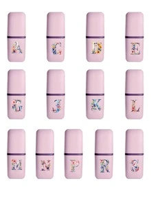 Floral Letter A-Z Portable Toothbrush Holder - Fashionable Travel Toothbrush Holder & Cup Sleeve, Durable Multi-Function Rinse Cup, Hygienic Protection, Suitable For Travel, Camping, Business Trip And School | Includes Toothbrush And Toiletry Storage Set, Minimalist Travel Wash Cup Set | Perfect Holiday Gift For Travelers, Students And Hygiene-Conscious Individuals - Multicolor - View 2